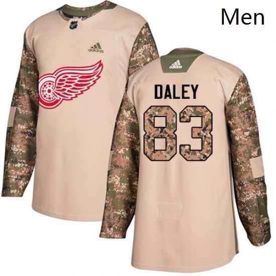 Mens Adidas Detroit Red Wings 83 Trevor Daley Authentic Camo Veterans Day Practice NHL Jersey